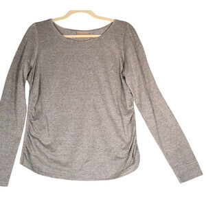CanvasBacks Knit Top Womens L Silver Metallic Shimmer Party Holiday Ruched